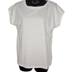 Elegant White Embellished Women's Tee